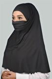 Hazır Türban Peçeli Pratik Eşarp Tesettür Nikaplı Hijab - Namaz Örtüsü Sufle (XL)