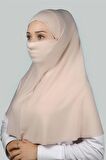 Hazır Türban Peçeli Pratik Eşarp Tesettür Nikaplı Hijab - Namaz Örtüsü Sufle (XL)