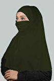 Hazır Türban Peçeli Pratik Eşarp Tesettür Nikaplı Hijab - Namaz Örtüsü Sufle (XL)