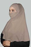 Hazır Türban Peçeli Pratik Eşarp Tesettür Nikaplı Hijab - Namaz Örtüsü Sufle (XL)