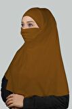 Hazır Türban Peçeli Pratik Eşarp Tesettür Nikaplı Hijab - Namaz Örtüsü Sufle (XL)
