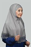 İkili Set Dantelli Pratik Eşarp Hazır Hijab ve Tesettür Bonesi XL