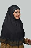 İkili Set Dantelli Pratik Eşarp Hazır Hijab ve Tesettür Bonesi XL