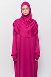 Pratik Tek Parça Pamuklu Yarasa Kollu Tak Çıkar Başörtülü Organik Tesettür Namaz Elbisesi