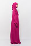 Pratik Tek Parça Pamuklu Yarasa Kollu Tak Çıkar Başörtülü Organik Tesettür Namaz Elbisesi