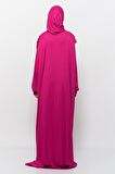 Pratik Tek Parça Pamuklu Yarasa Kollu Tak Çıkar Başörtülü Organik Tesettür Namaz Elbisesi