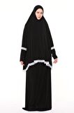 Kadın İki Parça Likra Sandy Kumaş Dantelli Kollu Namaz Elbisesi