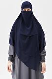 Hazır Pratik Şifon Üç Katlı Peçeli Üçgen Hac Umre Şalı Sufle Hijab Nikap