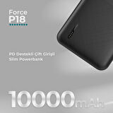 Phixi Basic P18 22.5W 10000mAh Hızlı Şarj Cihazı - PD Powerbank - 1 PD 1 USB Port LED Gösterge - Taşınabilir Şarj Cihazı