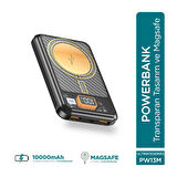 Phixi Ultimate PW13M 10000mAh 22.5W MagSafe Powerbank  - Transparan Kablosuz Mini Şarj Cihazı - 2 USB 1 PD Port - Dijital Ekran - Taşınabilir Şarj Cihazı