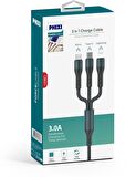 Phixi Force CB631 Örgülü ve Güçlendirilmiş 100 Cm Çoklu Şarj ve Data Kablosu