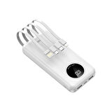 Phixi Basic P21 20000mAh 10W Kendinden Kablolu Şarj Cihazı -  Powerbank - 2 USB Port 4 Kablo Çıkışı - LED Ekran - Taşınabilir Şarj Cihazı