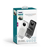 Phixi Basic P21 20000mAh 10W Kendinden Kablolu Şarj Cihazı -  Powerbank - 2 USB Port 4 Kablo Çıkışı - LED Ekran - Taşınabilir Şarj Cihazı