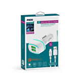 Phixi Force QCC571T Çift Çıkışlı Fast Type-C USB Kablolu Araç Şarj Cihazı
