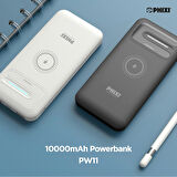 Phixi Basic PW11 10000mAh 10W Kablosuz Şarj Cihazı - Wireless Powerbank - 2 USB Port - LED Gösterge - Taşınabilir Şarj Cihazı