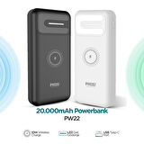 Phixi Basic PW22 20000mAh 10W Kablosuz Şarj Cihazı - Wireless Powerbank - 2 USB Port - LED Gösterge - Taşınabilir Şarj Cihazı