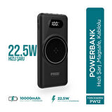 Phixi Force PW12 10000mAh 22.5W MagSafe Kendinden Kablolu Şarj Cihazı - Kablosuz Powerbank - 1 USB 1 PD Port 4 Kablo Çıkışı - LED Ekran - Taşınabilir Şarj Cihazı
