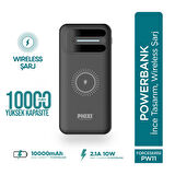 Phixi Basic PW11 10000mAh 10W Kablosuz Şarj Cihazı - Wireless Powerbank - 2 USB Port - LED Gösterge - Taşınabilir Şarj Cihazı