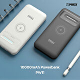 Phixi Basic PW11 10000mAh 10W Kablosuz Şarj Cihazı - Wireless Powerbank - 2 USB Port - LED Gösterge - Taşınabilir Şarj Cihazı