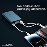 Phixi Ultimate UP65 15000mAh 100W Süper Hızlı Şarj Cihazı  - Laptop Şarj Edebilir Powerbank - 2 USB 2 PD Port - Dijital Ekran - Taşınabilir Şarj Cihazı