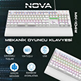 Node Game Nova ND-MK-104WB Rainbow Aydınlatmalı Oyuncu Gamer Gerçek Mekanik Işıklı Klavye Türkçe Q (Blue Switch)