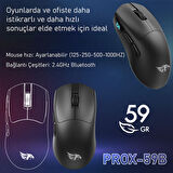 Gameagle PROX-59B Ultra Hafif Kablosuz 3 Mode Oyuncu Gaming Optik Mouse (Siyah)