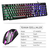 Steep Solid ST-KKM01S Mekanik Hisli Kablolu Rainbow Işıklı Oyuncu Klavye - Mouse Set