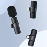 2 Adet Kablosuz Yaka Mikrofonu Lightning 2'li Mini Mikrofon K9