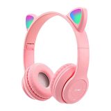 Torima P47M Sevimli Renkli Kedi Kulak Bluetooth Kulaklık Pembe