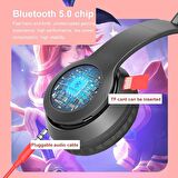 Torima P47M Sevimli Renkli Kedi Kulak Bluetooth Kulaklık Mavi