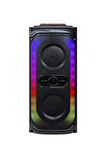 KTS-1812 Kablosuz Kumandalı Rgb Ledli Taşınabilir Bluetooth Hoparlör Usb-Tf-Fm Radyo Siyah