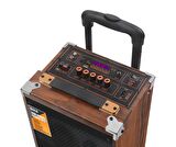 Torima B-Q12 Mikrofonlu Kumandalı Taşınabilir Tekerlekli Bluetooth Hoparlör Kahverengi