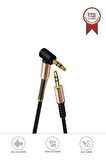 Torima XF-09 Siyah Altın Uçlu Araç Müzik Ses Kablosu Stereo Aux Akordiyon Kablo 3.5mm