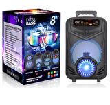 Torima NDR-P44 Mikrofonlu Kumandalı Rgb Ledli Taşınabilir Bluetooth Hoparlör Usb-Tf-Fm Radyo Siyah