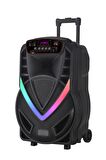 Torima NDR-V12 Mikrofonlu Kumandalı Rgb Ledli Taşınabilir Tekerlekli Bluetooth Hoparlör