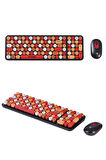 Torima TMK-07 Çok Renkli Retro Daktilo Görünümlü Kablosuz Q Klavye Mouse Seti