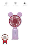 Torima F-12 Pembe Mini Taşınabilir Fan Şarjlı 2 Kademeli Ledli Ayıcık Kulak Vantilatör Klima Soğutucu Fan