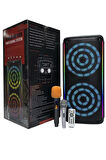 KTS-1912 Çift Mikrofonlu Kumandalı Rgb Ledli 5.0 Bluetooth Hoparlör Karaoke Usb-Tf-Fm Radyo Siyah