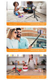 C10 Çok Amaçlı Tripod Kumandalı Selfie Çubuğu 183 Cm Siyah