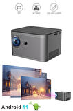 Torima  HY350 Gri Taşınabilir Sinema Projektörü 4K 1080P Ev Sineması Bluetooth Android Akıllı Projeksiyon Wifi