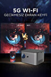 Torima  HY350 Gri Taşınabilir Sinema Projektörü 4K 1080P Ev Sineması Bluetooth Android Akıllı Projeksiyon Wifi