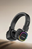 Torima HD-12 Siyah RGB Işıklı Güçlü Bas Kulak Üstü Kablosuz Bluetooth Kulaklık