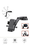 JX-053 Siyah Araç İçi Vantuzlu 360 Derece Telefon Tutucu