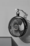 Torima F-15 Siyah Mini Fan Vantilatör I Asma Apartlı, 800 mAh Şarjlı, Type-C Girişli, Taşınabilir Fan 