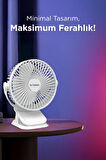 Torima F-15 Beyaz Mini Fan Vantilatör I Asma Apartlı, 800 mAh Şarjlı, Type-C Girişli, Taşınabilir Fan 