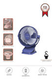 Torima F-15 Mavi Mini Fan Vantilatör I Asma Apartlı, 800 mAh Şarjlı, Type-C Girişli, Taşınabilir Fan 