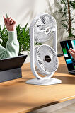 Torima F-22 Beyaz Mini Fan | Taşınabilir Çift Başlıklı Sessiz Vantilatör | Type-C Girişli, 3 Kademeli Hız Ayarı