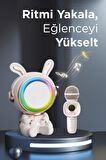 Torima KIDMIC-05 Beyaz RGB Tavşan Figürlü Mikrofonlu Karaoke Bluetooth Hoparlör