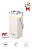 Torima TRM-1041 Beyaz 40000 mAh Type-C + Lightning + USB  Taşınabilir 22,5 W Hızlı Şarj Dijital Göstergeli RGB Led Işıklı Powerbank