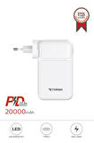 Torima TRM-1027 Beyaz 20000 mAh Type-C Lightning 22,5 W Hızlı Şarj Dijital Göstergeli Powerbank
